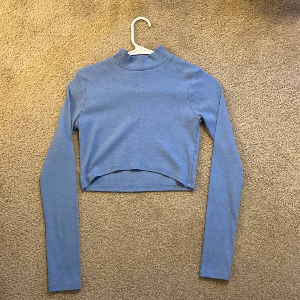 Pull&Bear Cropped Blue Turtleneck